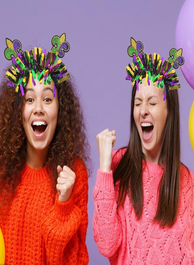 Doneace Mardi Gras Headband Carnival Headband Glitter Purple Green Gold Mask Fleur De Lis Hairband Fat Tuesday Hair Accessories for Women Girls Mardi Gras Celebration Parades Party Festival Headdress 1PCS - Image 5